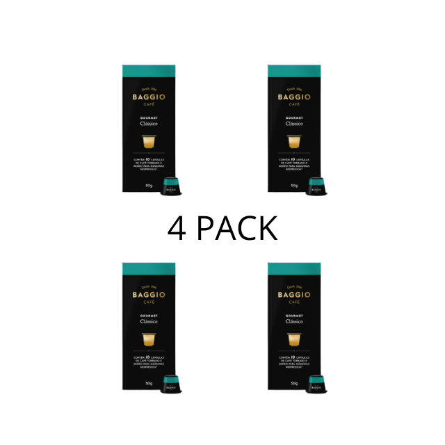 4 Packs Baggio Classic Artisanal Coffee Capsules - Medium Roast Arabica, 4 x 10 - Pack for Nespresso® - Brazilian Arabica Coffee