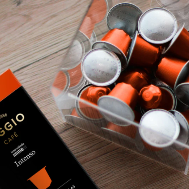 Cápsulas de café Baggio Intenso para Nespresso - Aroma rico y con tonos de madera - 10 cápsulas - Café Arábica brasileño