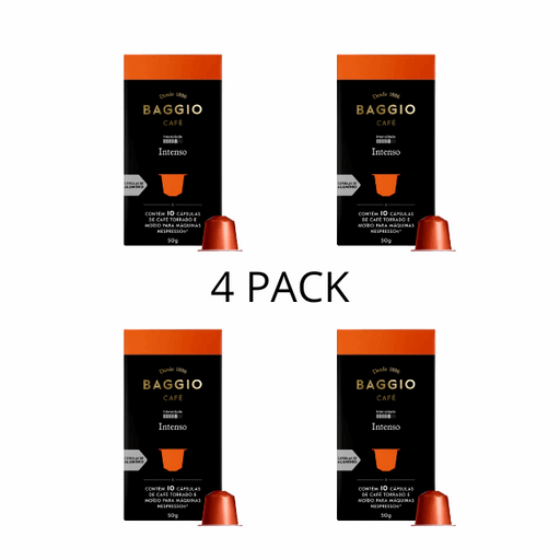 4-Pack Baggio Intenso Coffee Capsules for Nespresso - Rich & Wood-Toned Aroma - 4 x 10 Capsules - Brazilian Arabica Coffee