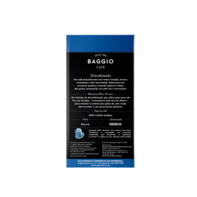 Baggio Decaffeinated - Premium Decaf Coffee Capsules, 10 Capsules for Nespresso® | Rich Fruit Notes & Velvety Texture - Brazilian Arabica Coffee