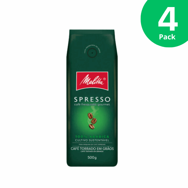 4-Pack Melitta Spresso 100% Arabica Coffee Beans - 4 x 500g (17.6 oz) | Sustainable Gourmet Espresso