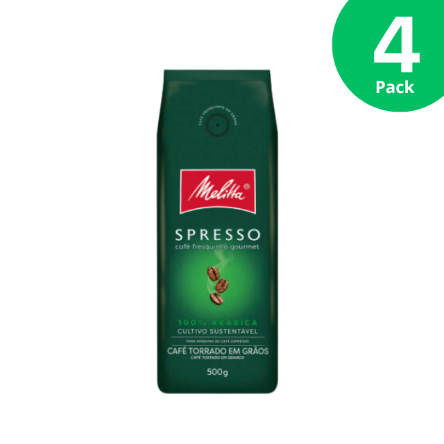 4 paquetes de granos de café Melitta Spresso 100% Arábica - 4 x 500 g (17,6 oz) | Espresso Gourmet Sostenible
