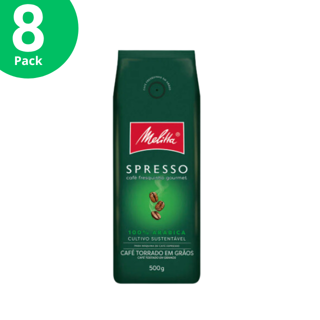 8 包 Melitta Spresso 100% 阿拉比卡咖啡豆 - 8 x 500 克（17.6 盎司） | 可持续美食浓缩咖啡