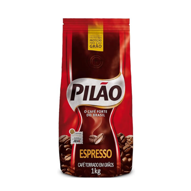 4 Pack Pilão Roasted Espresso Coffee Beans - 4 x 1kg (35.3 oz) | Authentic Brazilian Strong Coffee