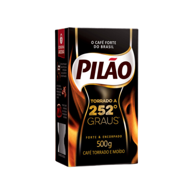 Pilão 252° Roasted and Ground Coffee - 500g (17.6 oz) Vacuum Sealed | Brazil's Strongest Coffee