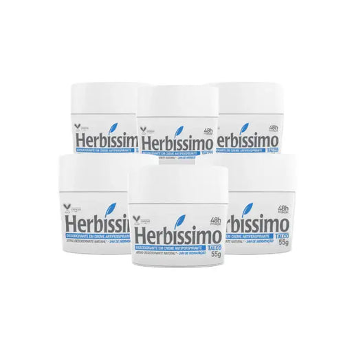 6-Pack Herbíssimo Talc Antiperspirant Cream Deodorant Kit – 48H Protection – Buy now at MKPBR.COM – Worldwide Shipping