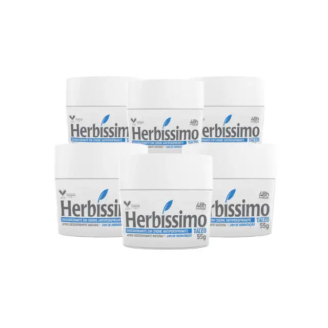 6-Pack Herbíssimo Talc Antiperspirant Cream Deodorant Kit – 48H Protection – Buy now at MKPBR.COM – Worldwide Shipping