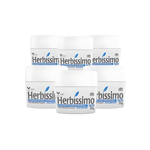6-Pack Herbíssimo Talc Antiperspirant Cream Deodorant Kit – 48H Protection – Buy now at MKPBR.COM – Worldwide Shipping