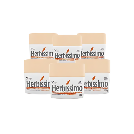 6-Pack Herbíssimo Vanilla Antiperspirant Cream Deodorant Kit – 48H Protection – Buy now at MKPBR.COM – Worldwide Shipping