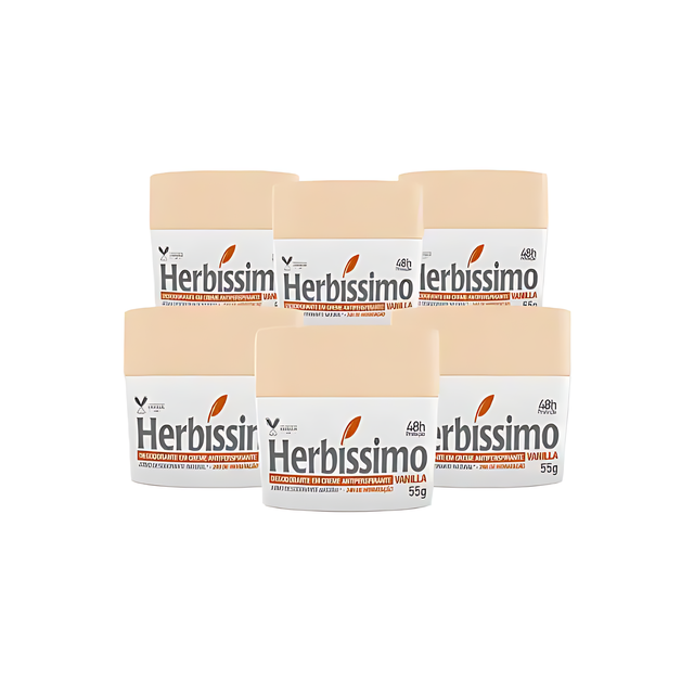 6-Pack Herbíssimo Vanilla Antiperspirant Cream Deodorant Kit – 48H Protection – Buy now at MKPBR.COM – Worldwide Shipping