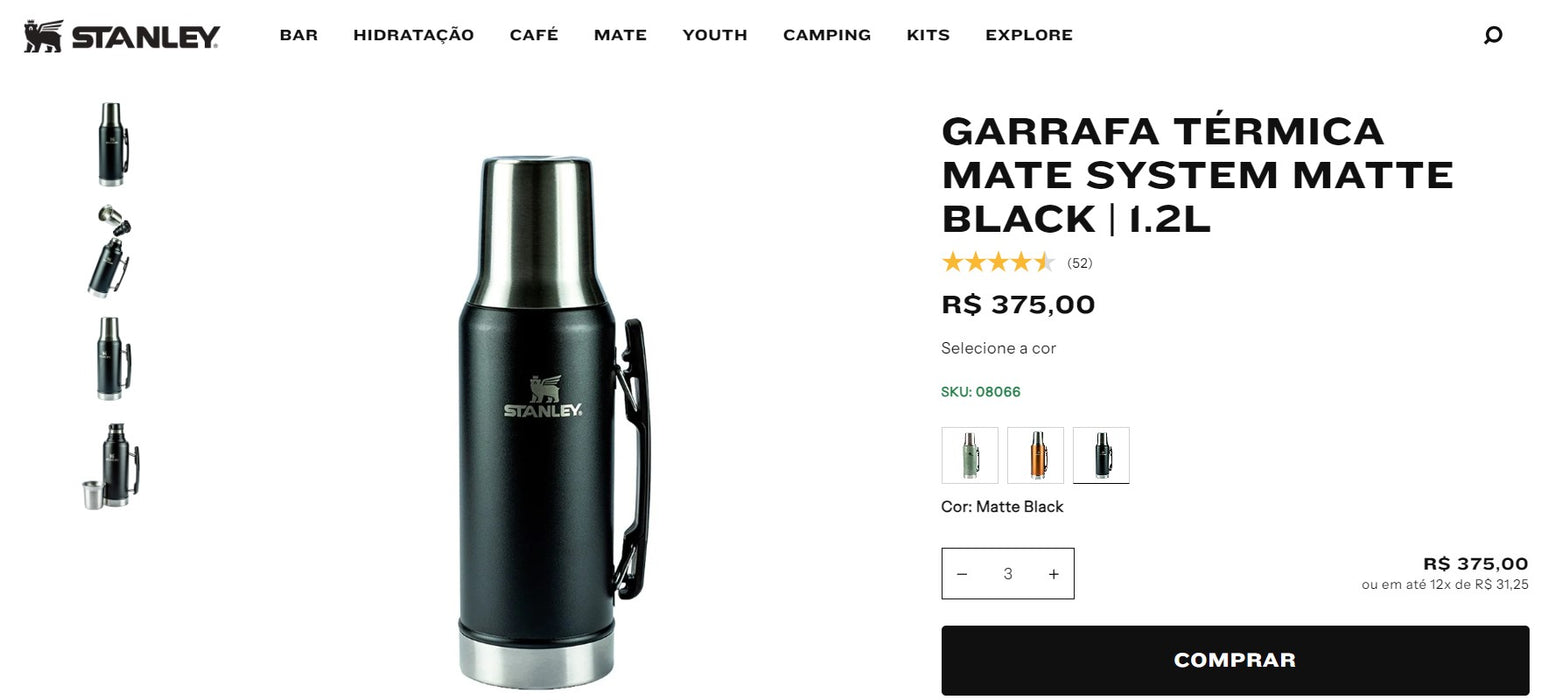 Comprador personal | Comprar en Brasil - Sistema Garrafa Térmica Mate - 9 ARTÍCULOS - DDP