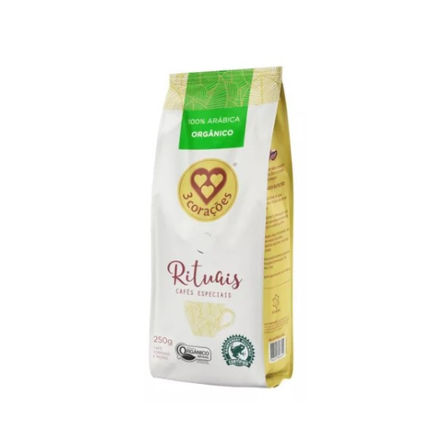 4 Packs 3 Corações Rituais Organic Ground Coffee - 4 x 250g (8.8 oz)