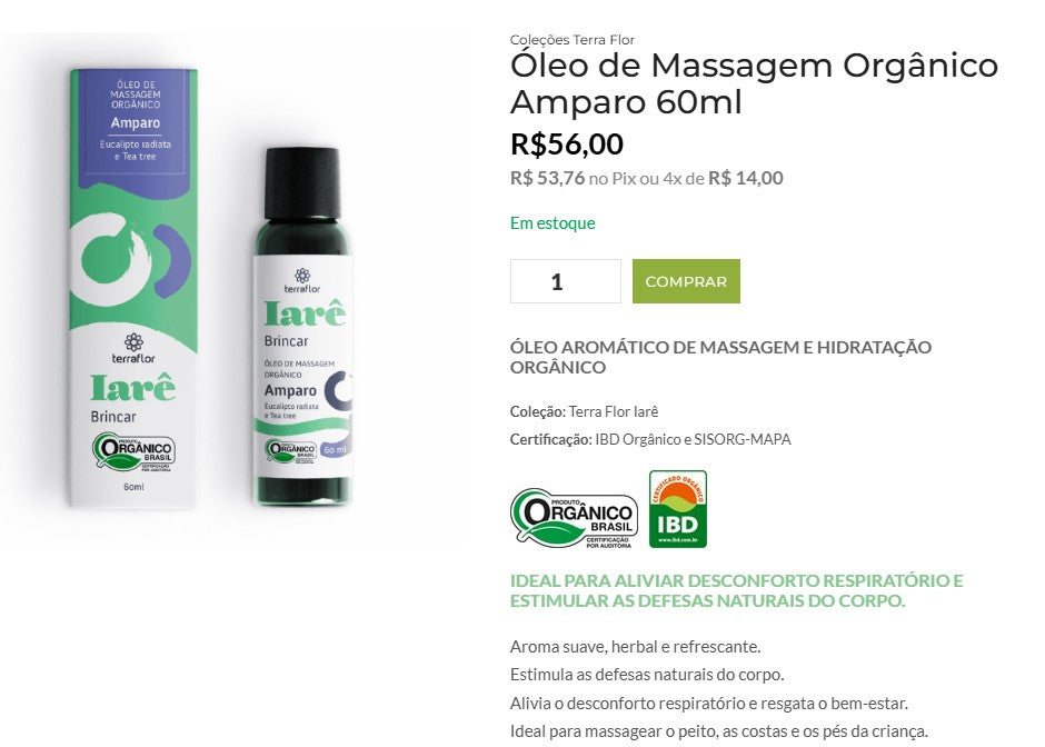 Personal Shopper | Buy from Brazil -	 Óleo de Massagem TERRA-FLOR - 10 items - DDP