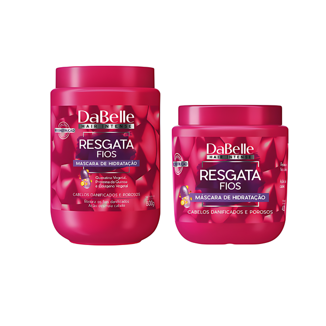 DaBelle Resgata Fios Reconstruction Hair Mask for Damaged & Porous Hair, Deep Repair & “Melt” Softness – 28.22 oz (800 g) or 14.11 oz (400 g)