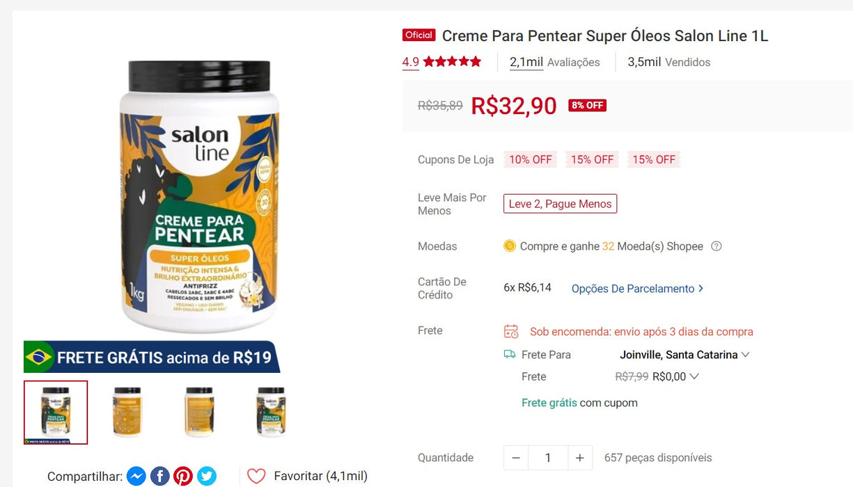 Personal Shopper | Compra desde Brasil - Champús para el cuidado del cabello - 28 ARTÍCULOS (DDP)