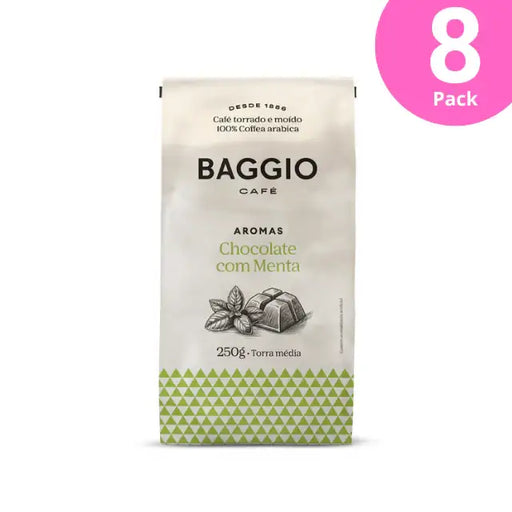 Baggio Café Chocolate Mint Specialty Flavored Ground Coffee 8-Pack, 2000g, ideal for bulk and resale. – Buy now at MKPBR.COM – Worldwide Shipping
