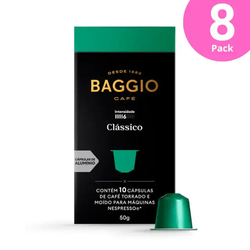 Baggio Café Clássico Nespresso compatible coffee capsules, 8-Pack (80 count), ideal for bulk and resale. – Buy now at MKPBR.COM – Worldwide Shipping