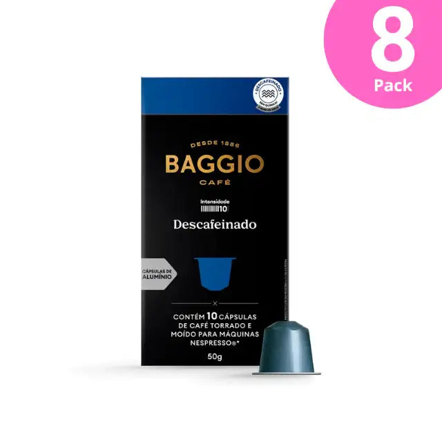 Baggio Café Decaffeinated Nespresso compatible coffee capsules, 8-Pack (80 count), ideal for bulk and resale. – Buy now at MKPBR.COM – Worldwide Shipping
