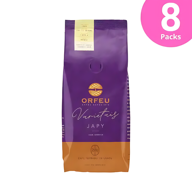 8-Pack Orfeu Japy Whole Bean Coffee – A clear image of eight pack of Orfeu Japy Whole Bean Coffee, emphasizing bulk and ultimate value. – Buy now at MKPBR.COM – Worldwide Shipping