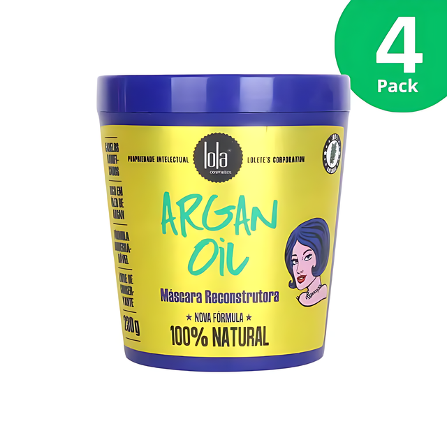 Four jars of Lola Argan Oil Reconstructive Mask 230g, vegan protein repair for all hair types – MKPBR.COM