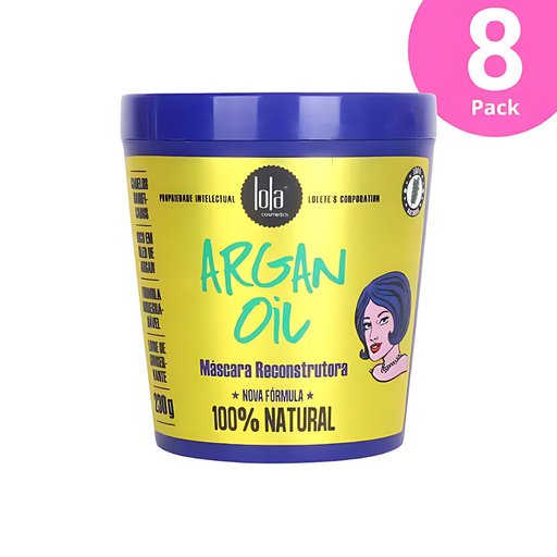 Eight units of Lola Cosmetics Argan Oil Reconstructive Mask 230g, perfect for salons or families – MKPBR.COM