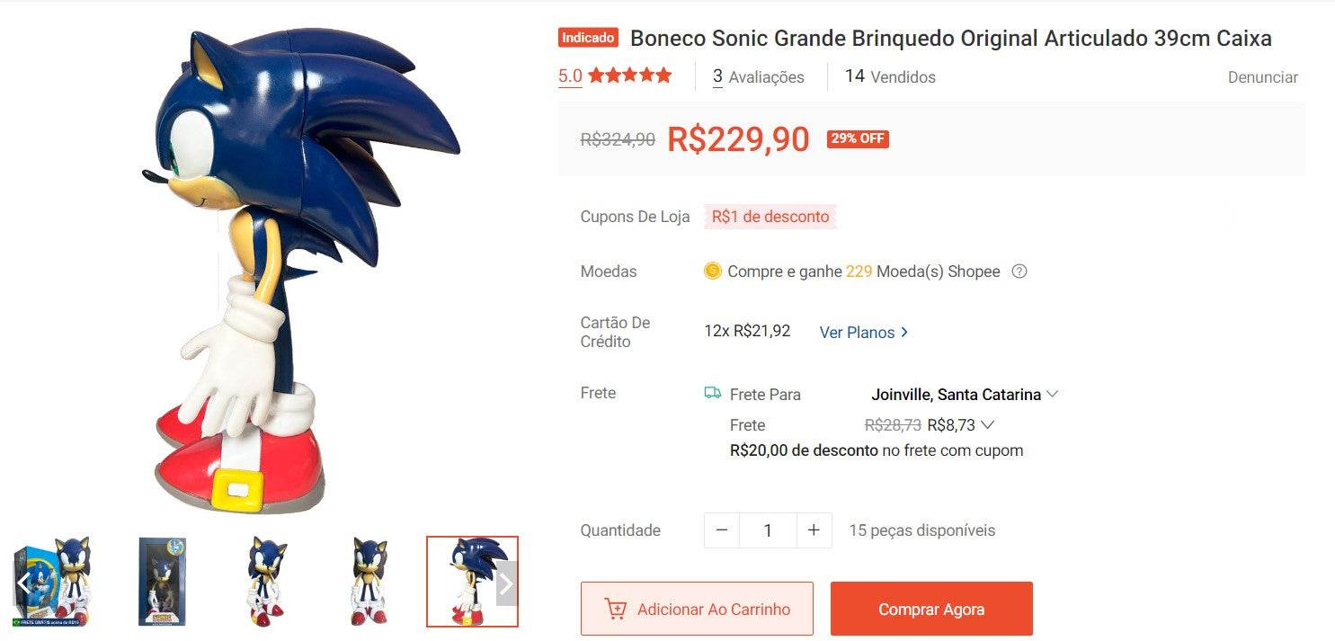 Personal Shopper | Buy from Brazil - Sonic Collectibles- 5 itens-  DDP