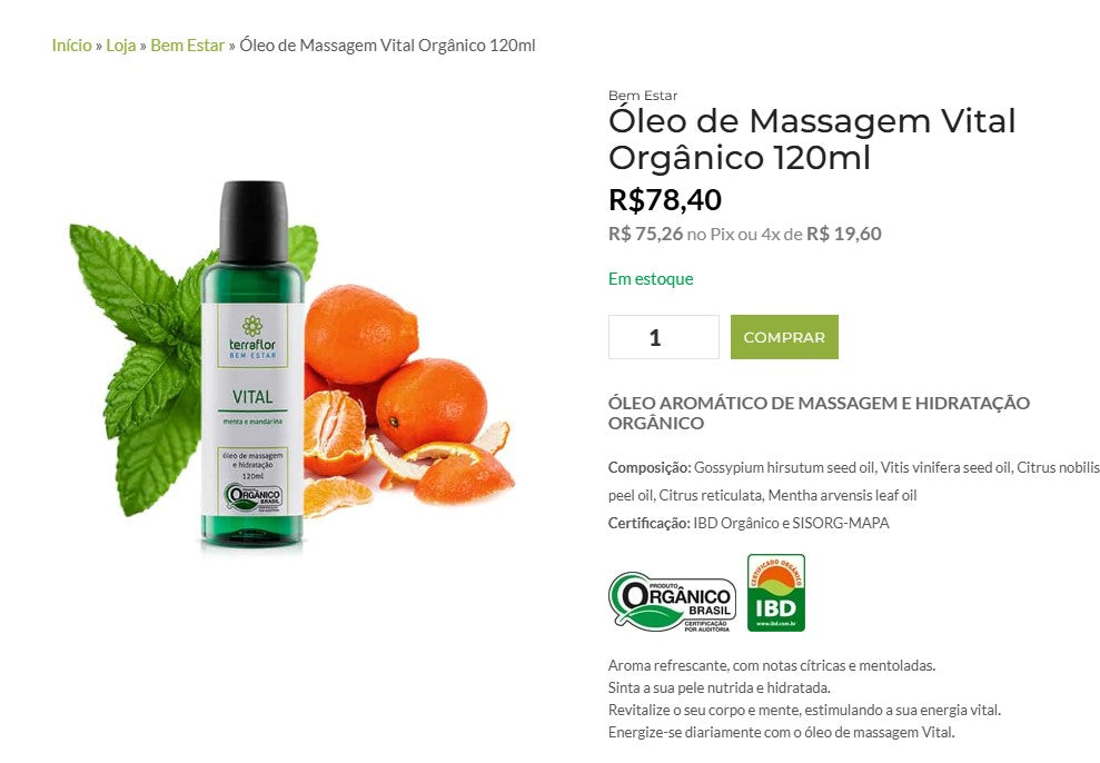 Personal Shopper | Buy from Brazil -	 Óleo de Massagem TERRA-FLOR - 10 items - DDP