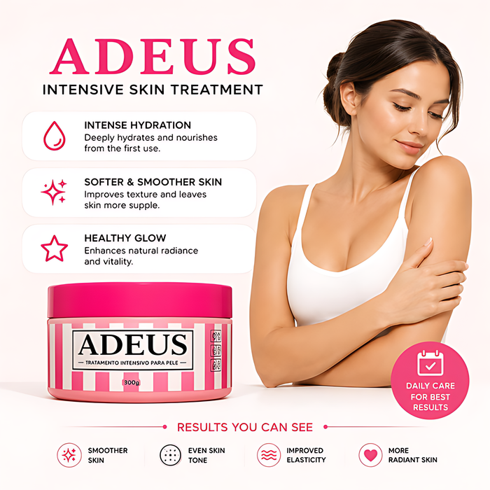 ADEUS Intensive Skin Treatment, a Brazilian body cream for daily care, intense hydration, smoother skin, even tone, improved elasticity and radiant glow.
