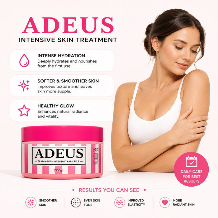 ADEUS Intensive Skin Treatment, a Brazilian body cream for daily care, intense hydration, smoother skin, even tone, improved elasticity and radiant glow.