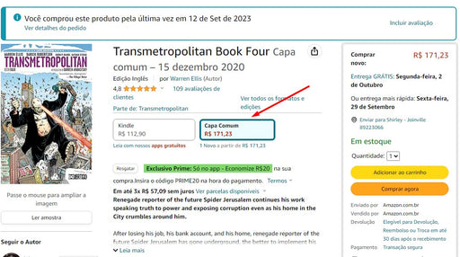 Additional Personal Shopper | Buy from Brazil - Transmetropolitan Book Four - 1 ITEM (DDP) MKPBR - Brazilian Brands Worldwide