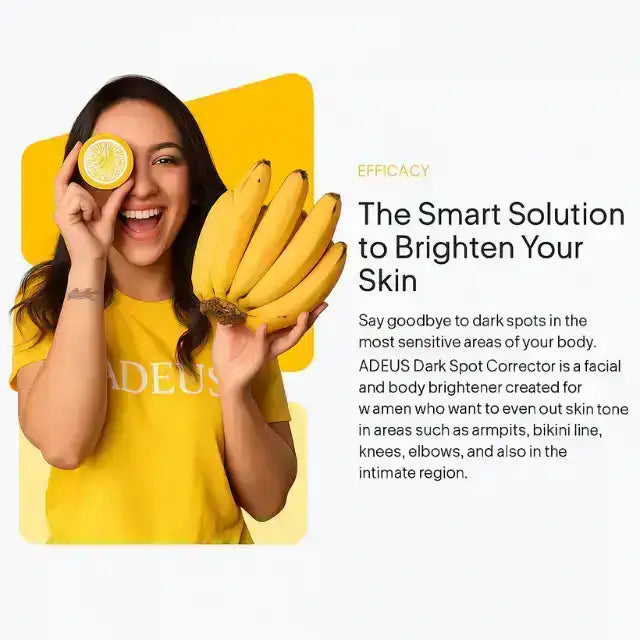 Adeus Dark Spot Correcting Cream unique 10x more potent brightening formula with real banana extract - Buy now at MKPBR.COM - Worldwide Shipping