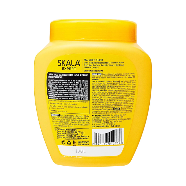 Skala Amido de Milho 2 in 1 - Corn Starch - Leave-in Conditioner and Hydrating Cream, 1000g (35.3 oz) - Vegan, Sulfate and Paraben-Free