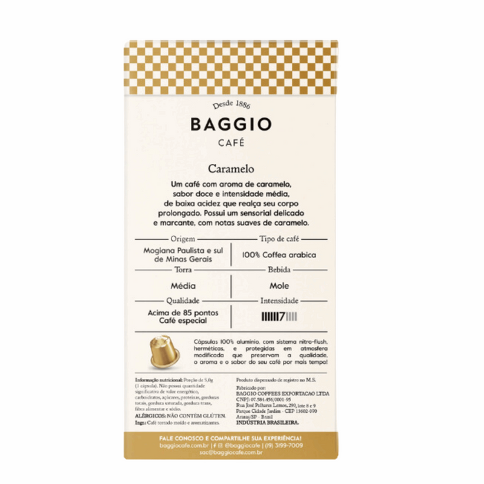 BAGGIO Nespresso Capsules Aromas Caramelo - Box 10 Capsules MKPBR - Brazilian Brands Worldwide