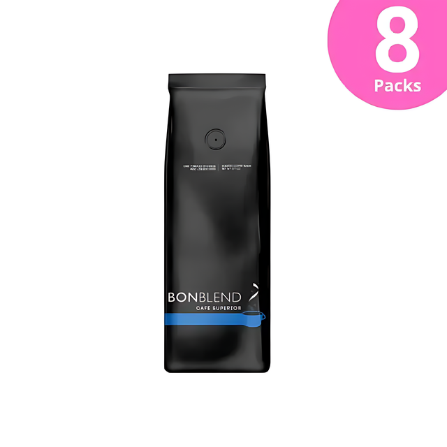 Pack de 8 Bonblend Café Supérieur : Torréfaction Moyenne, 100% Arabica Grains pour une Tasse Équilibrée et Savoureuse (8 x 500g / 17.63oz) - Café Arabica Brésilien