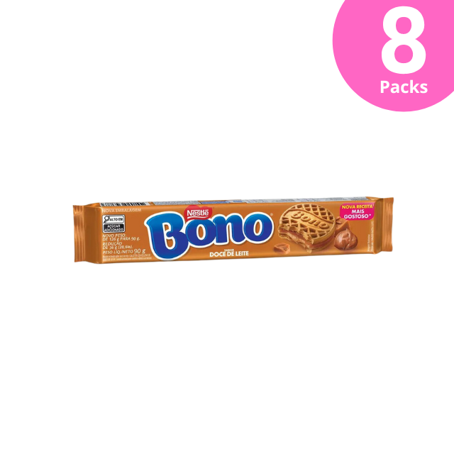 8 balení BONO plněné sušenky s příchutí Dulce de Leche – 8 x 90 g (3,17 oz)