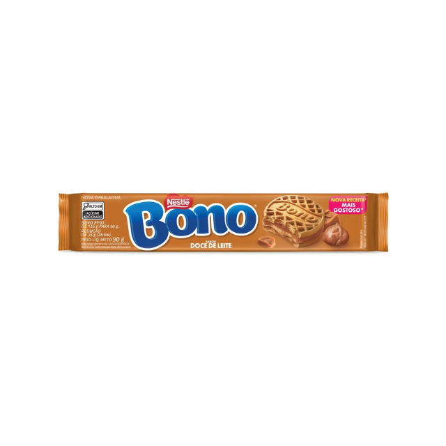 8 pacotes de biscoitos recheados BONO sabor doce de leite - 8 x 90g (3,17 oz)