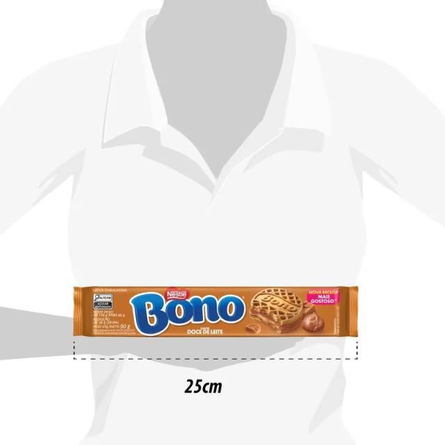 8 pacotes de biscoitos recheados BONO sabor doce de leite - 8 x 90g (3,17 oz)