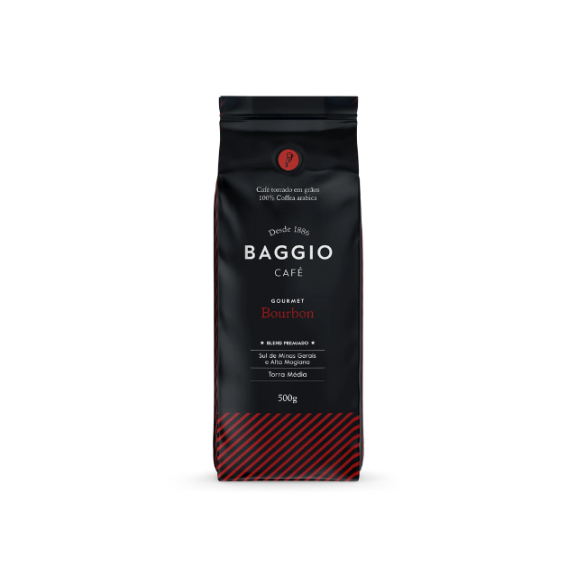Baggio Café Bourbon - Café en grains torréfiés 500 g (17,6 oz) - Café Arabica brésilien