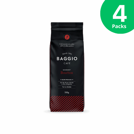 4-Pack Baggio Café Bourbon - Roasted Coffee Beans - 4 x 500g (17.6oz) - Brazilian Arabica Coffee