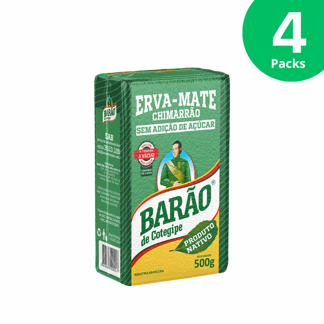 4 Packs Yerba Mate Barão do Cotegipe Nativa Vacuum-Sealed - 4 x 500g (17.6 oz)