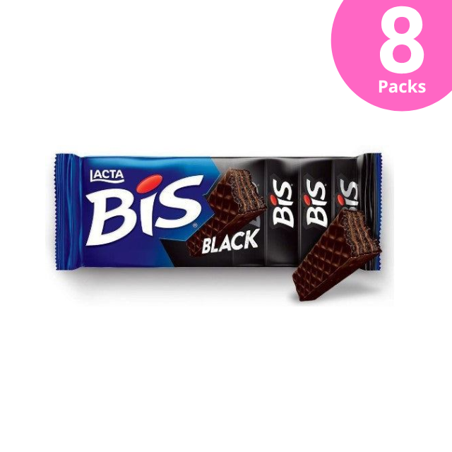 8 Packs Bis Black Wafer Chocolate - 8 x 100,8g (3.5oz) Lacta