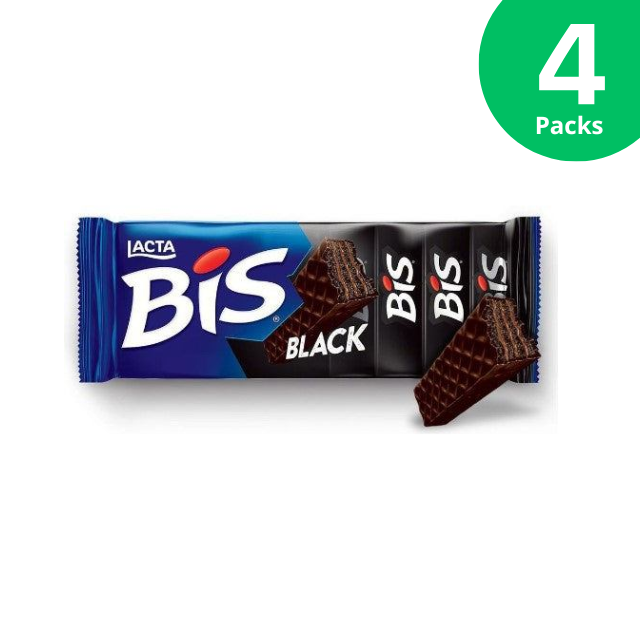 4 Packs Bis Black Wafer Chocolate 4 x 100,8g (3.5oz) Lacta