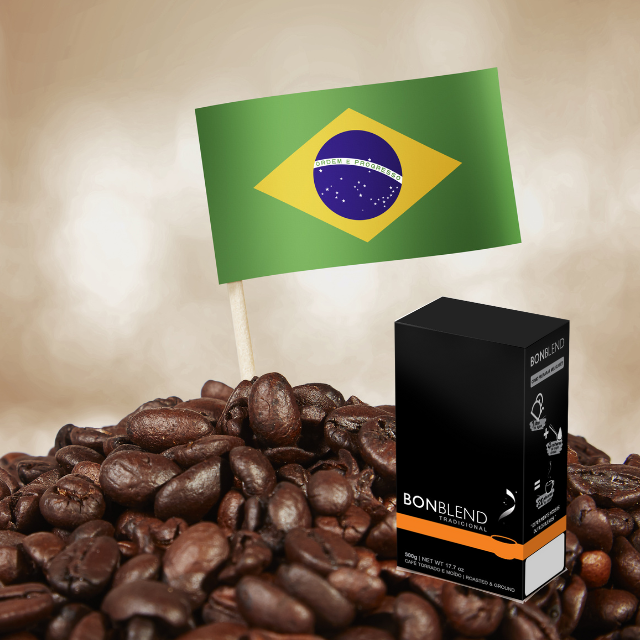 4 paquetes de café tostado y molido tradicional Bonblend - 4 x 500 g (17,7 oz) - Café arábica brasileño