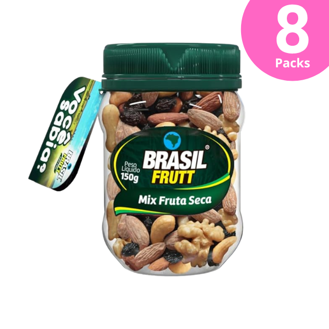 8 Packs Bittersweet Mix Dried Fruits and Nuts Pot - 8 x 150g (5.29 oz) - Brasil Frutt