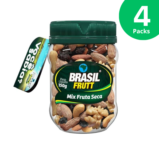 4 paquets de mélange de fruits secs et de noix en pot - 4 x 150g (5,29 oz) - Brasil Frutt