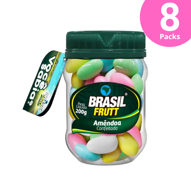 8 balení křupavých obalených mandlí – 8 x 200 g (7,05 oz) – Brasil Frutt