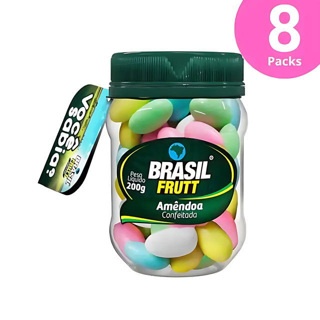 عبوة من 8 مكسرات اللوز المغطاة المقرمشة - 8 × 200 جرام (7.05 أونصة) - Brasil Frutt