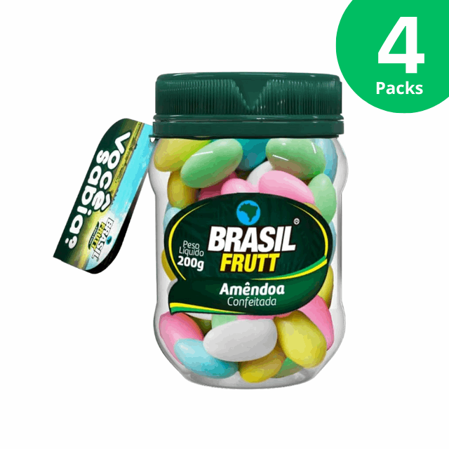 4 Packs Crunchy Coated Almonds - 4 x 200g (7.05 oz) - Brasil Frutt