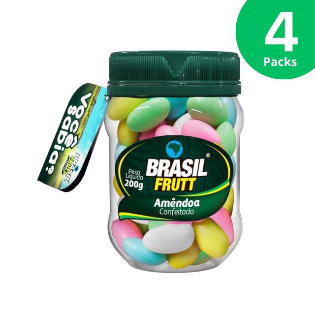 4 paquetes de almendras recubiertas crujientes - 4 x 200 g (7,05 oz) - Brasil Frutt