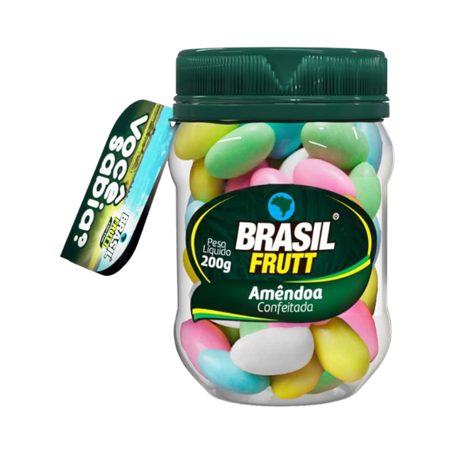 8 Pacotes de Amêndoas Revestidas Crocantes - 8 x 200g (7.05 oz) - Brasil Frutt